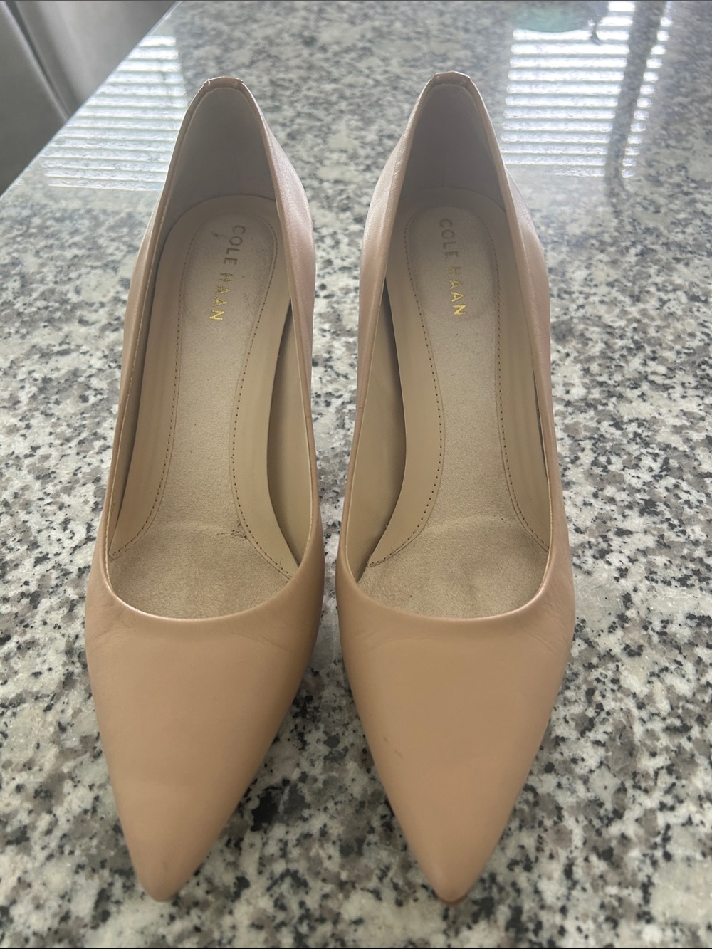 Cole Haan Blush Nude Pointed-Toe Leather Pumps size 5.5.